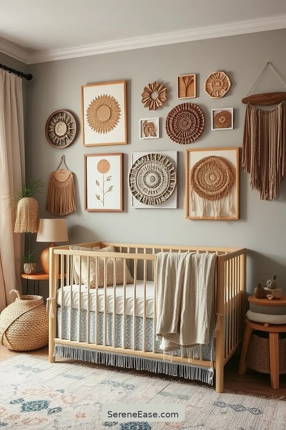 22 Ways to Create a Monochromatic Bohemian Style Nursery 11 Use Handcrafted Art Pieces for 22 Ways to Create a Monochromatic Bohemian Style Nursery