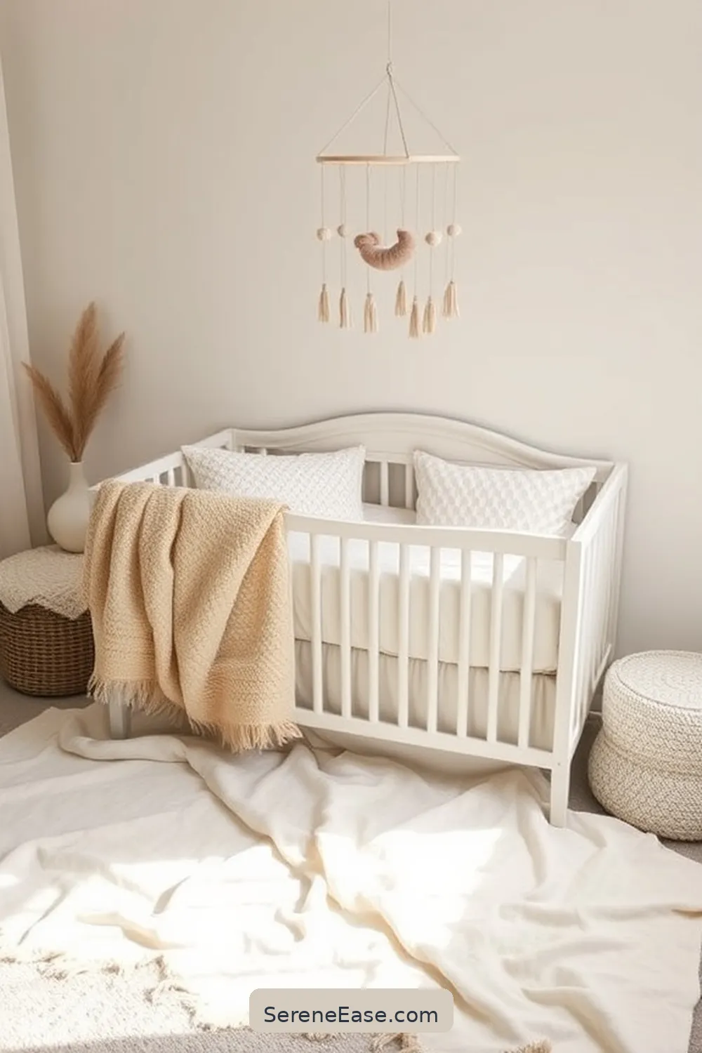 22 Ways to Create a Monochromatic Bohemian Style Nursery 4 Use Layered Bedding for 22 Ways to Create a Monochromatic Bohemian Style Nursery