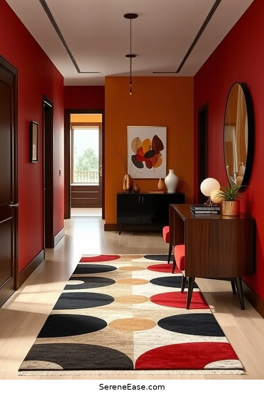 22 Ways to Create a Monochromatic Hallway in Mid-Century Modern Style 20 Add Accent Furniture Pieces for 22 Ways to Create a Monochromatic Hallway in Mid-Century Modern Style