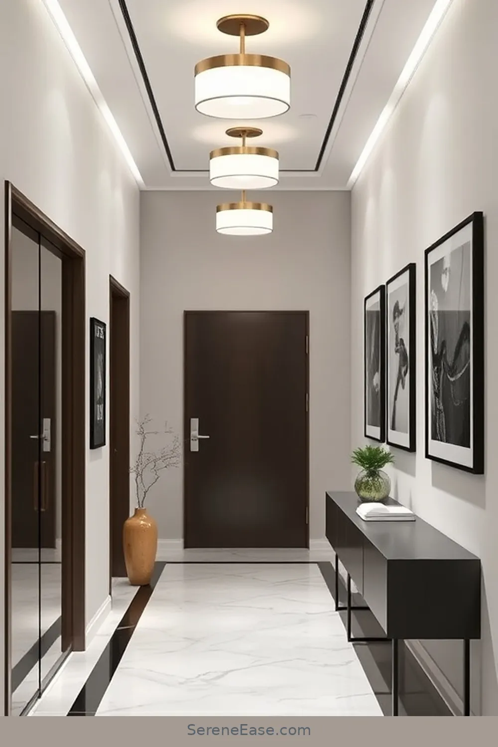 22 Ways to Create a Monochromatic Hallway in Mid-Century Modern Style 10 Create a Gallery Wall for 22 Ways to Create a Monochromatic Hallway in Mid-Century Modern Style