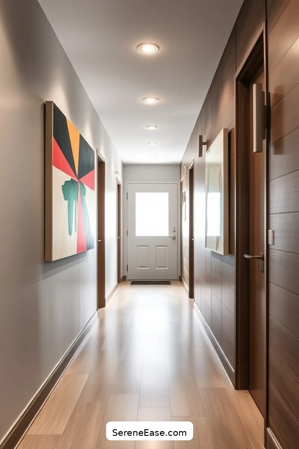 22 Ways to Create a Monochromatic Hallway in Mid-Century Modern Style 4 Implement Bold Wall Art for 22 Ways to Create a Monochromatic Hallway in Mid-Century Modern Style