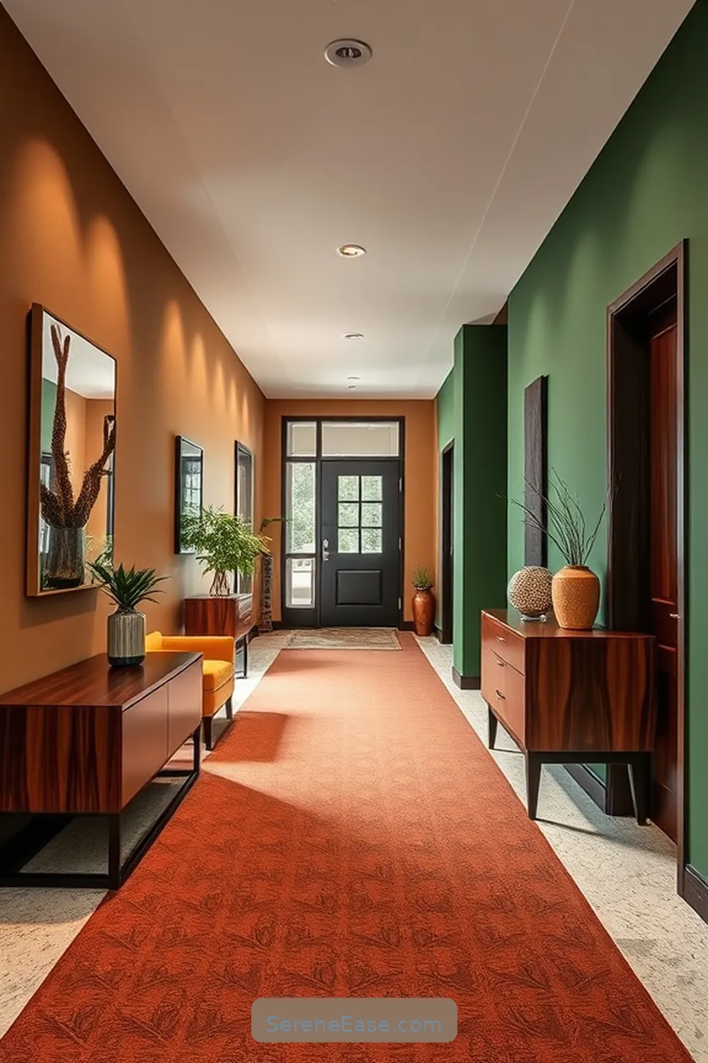 22 Ways to Create a Monochromatic Hallway in Mid-Century Modern Style 21 Implement Color-Blocked Areas for 22 Ways to Create a Monochromatic Hallway in Mid-Century Modern Style