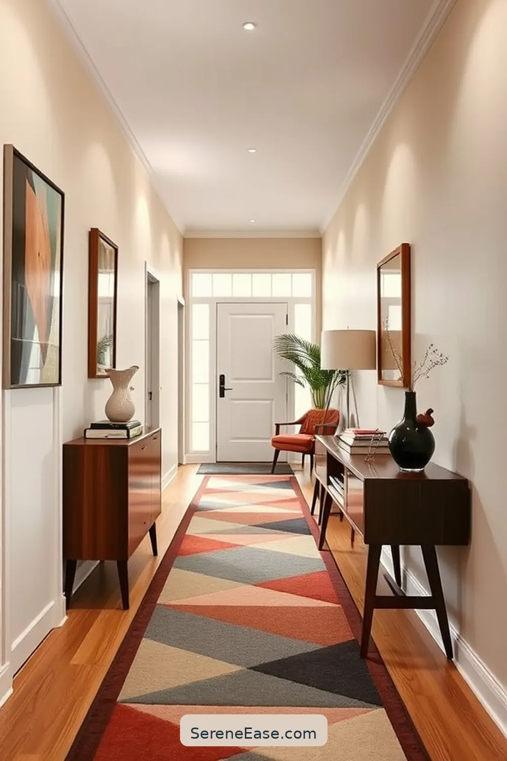 22 Ways to Create a Monochromatic Hallway in Mid-Century Modern Style 6 Incorporate Geometric Patterns for 22 Ways to Create a Monochromatic Hallway in Mid-Century Modern Style