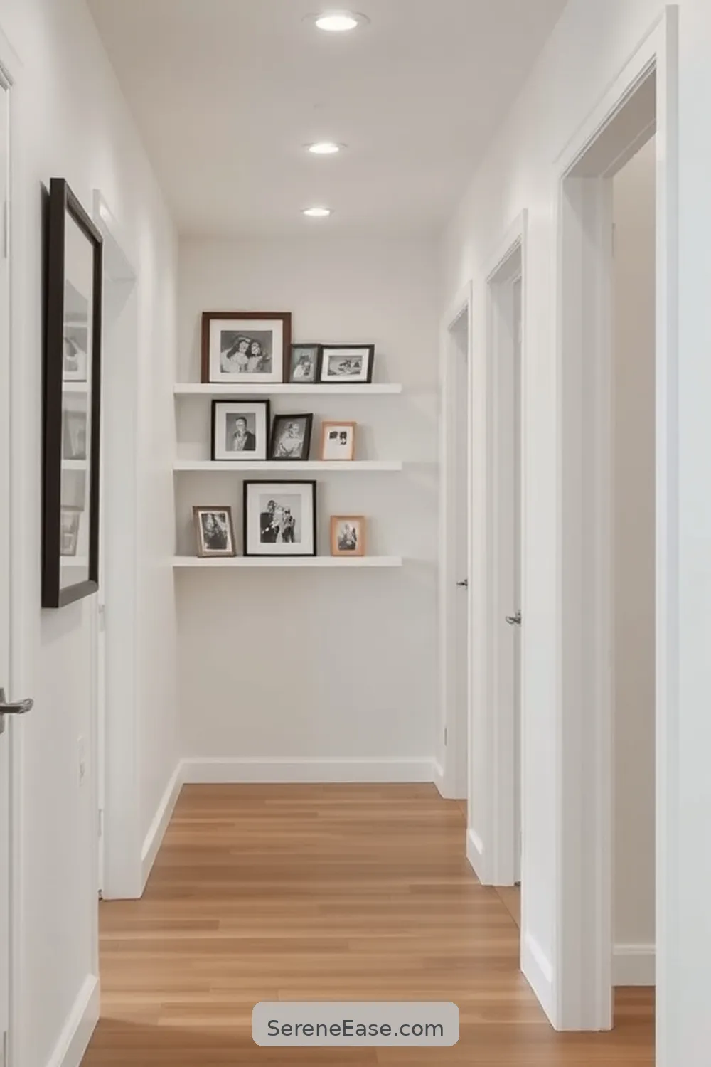 22 Ways to Create a Monochromatic Hallway in Mid-Century Modern Style 23 Personalize With Family Photos for 22 Ways to Create a Monochromatic Hallway in Mid-Century Modern Style