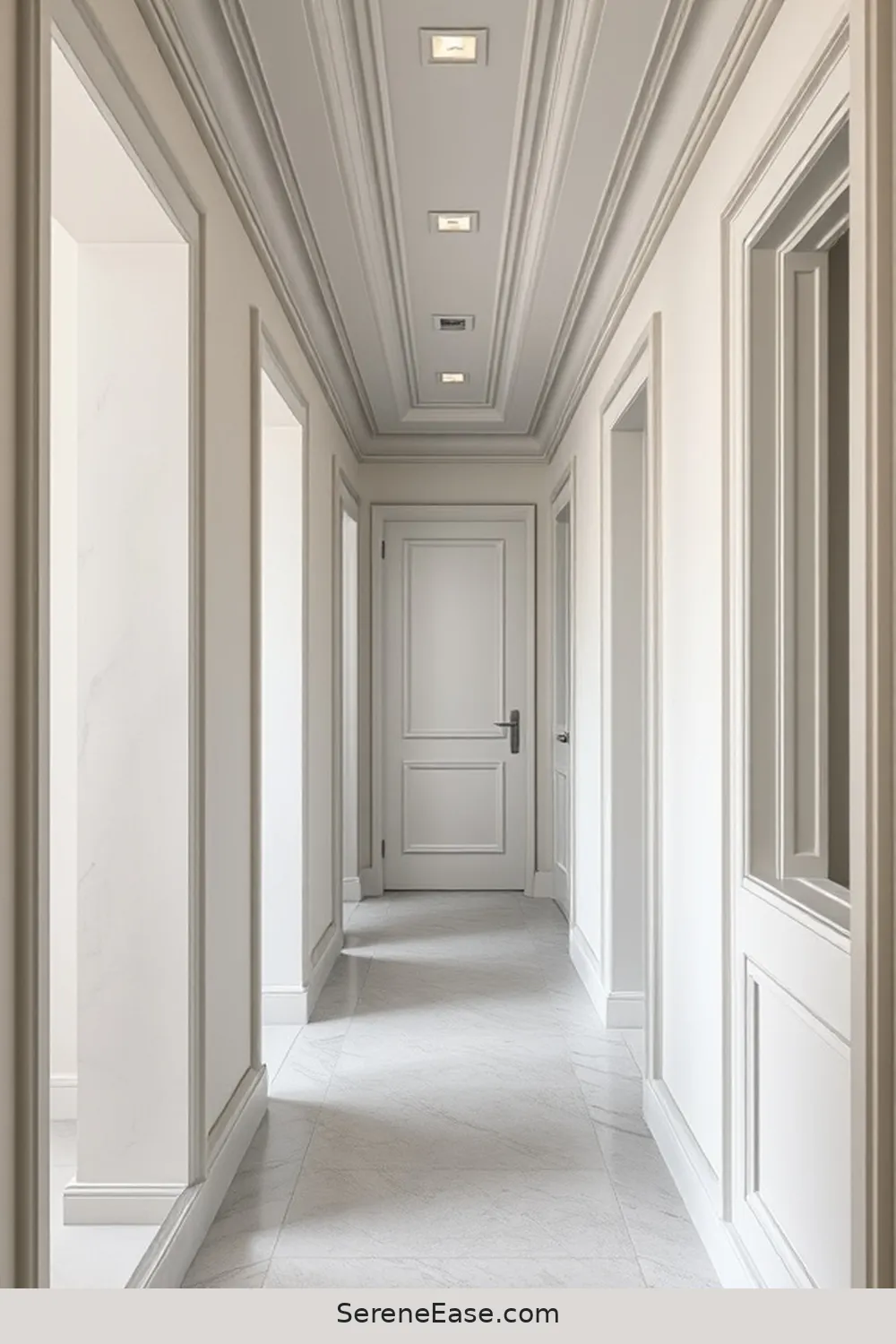 22 Ways to Create a Monochromatic Hallway in Mid-Century Modern Style 22 Use Decorative Trims and Molding for 22 Ways to Create a Monochromatic Hallway in Mid-Century Modern Style