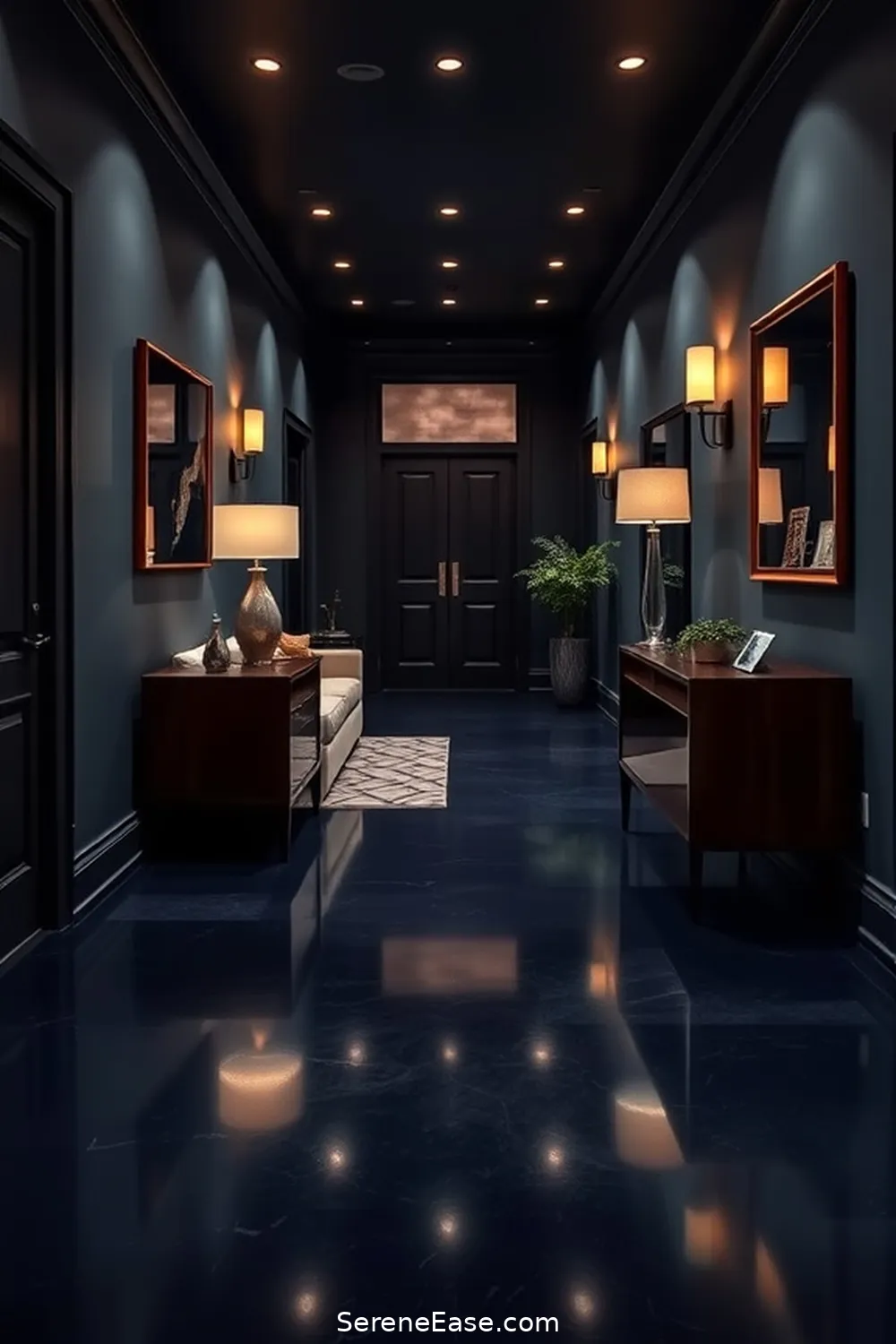22 Ways to Create a Monochromatic Hallway in Mid-Century Modern Style 15 Use Monochromatic Flooring for 22 Ways to Create a Monochromatic Hallway in Mid-Century Modern Style