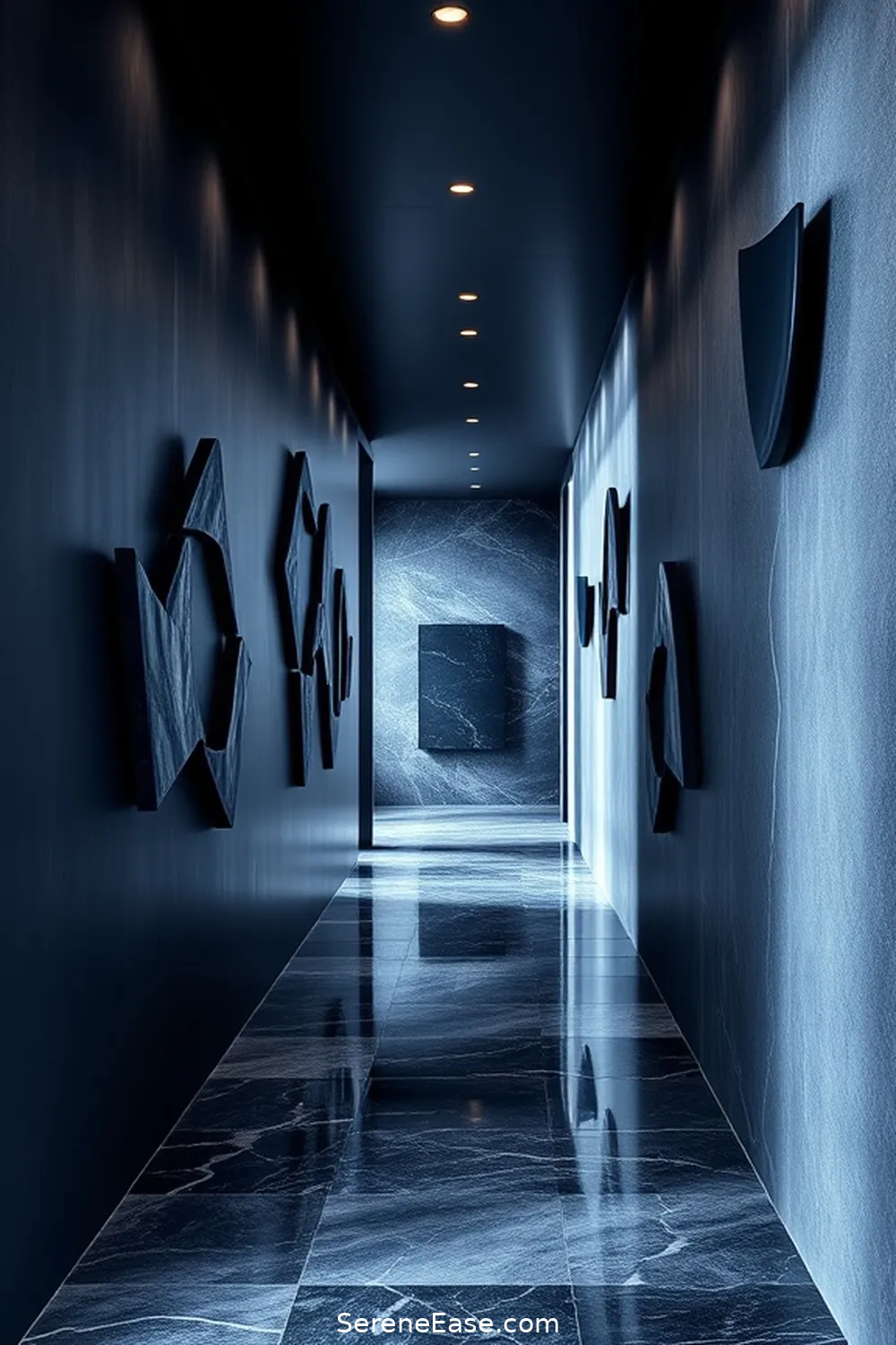 22 Ways to Create a Monochromatic Hallway in Mid-Century Modern Style 9 Utilize Unique Wall Sculptures for 22 Ways to Create a Monochromatic Hallway in Mid-Century Modern Style