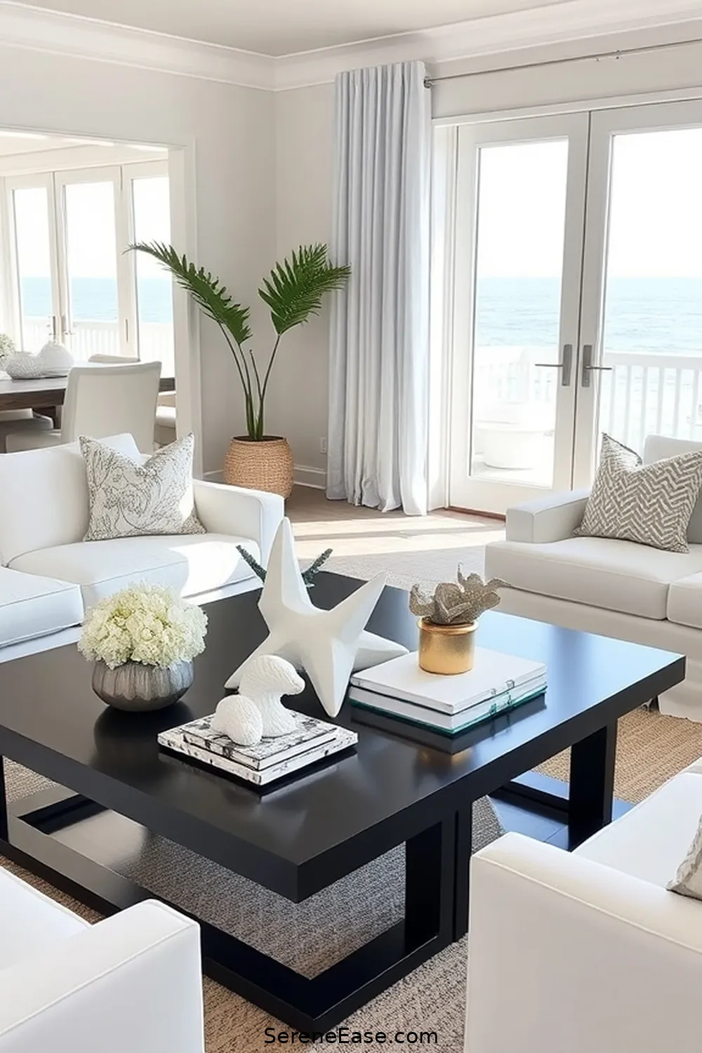 22 Ways to Incorporate Black and White Style in Your Coastal Living Room 20 Add a Black Coffee Table for 22 Ways to Incorporate Black and White Style in Your Coastal Living Room