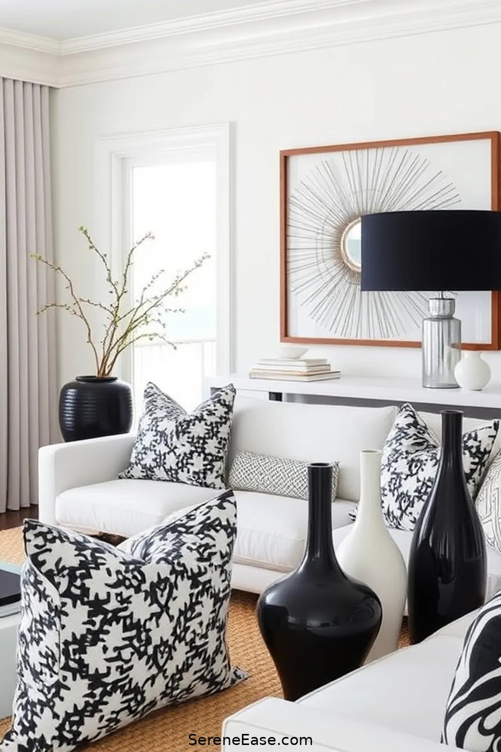 22 Ways to Incorporate Black and White Style in Your Coastal Living Room 17 Choose Black and White Decorative Accessories for 22 Ways to Incorporate Black and White Style in Your Coastal Living Room
