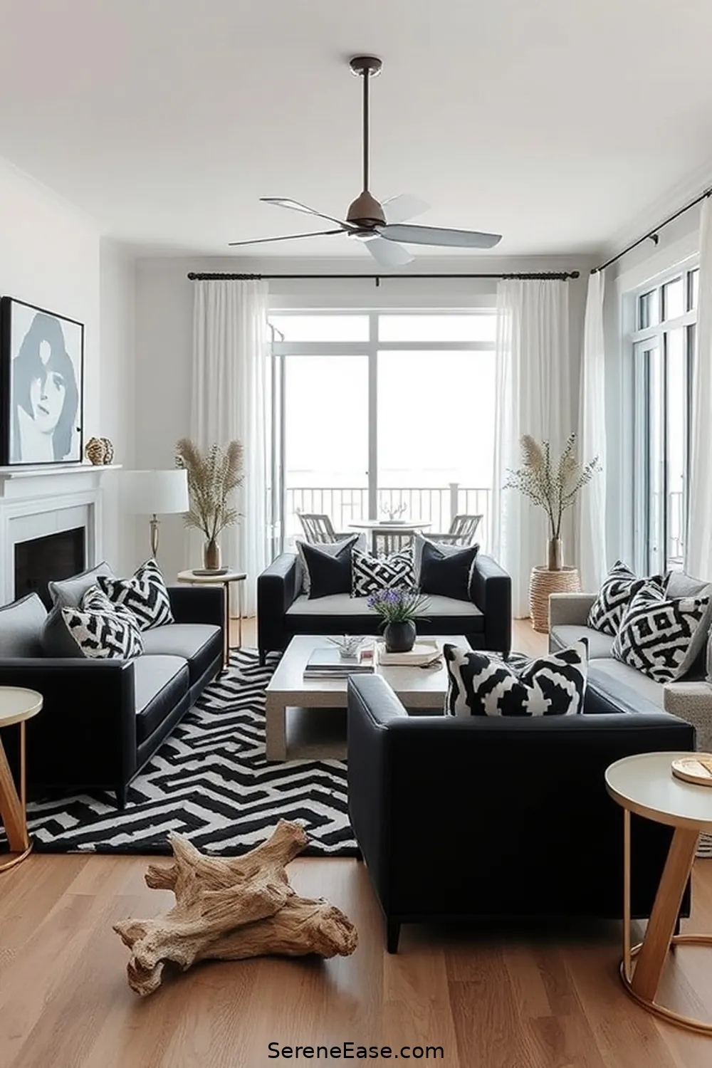 22 Ways to Incorporate Black and White Style in Your Coastal Living Room 2 Choose a Bold Black and White Color Palette for 22 Ways to Incorporate Black and White Style in Your Coastal Living Room