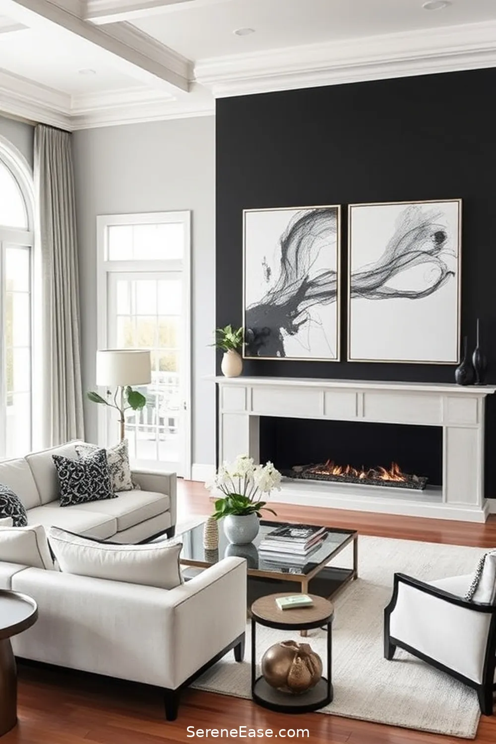 22 Ways to Incorporate Black and White Style in Your Coastal Living Room 22 Create a Monochromatic Feature Wall for 22 Ways to Incorporate Black and White Style in Your Coastal Living Room