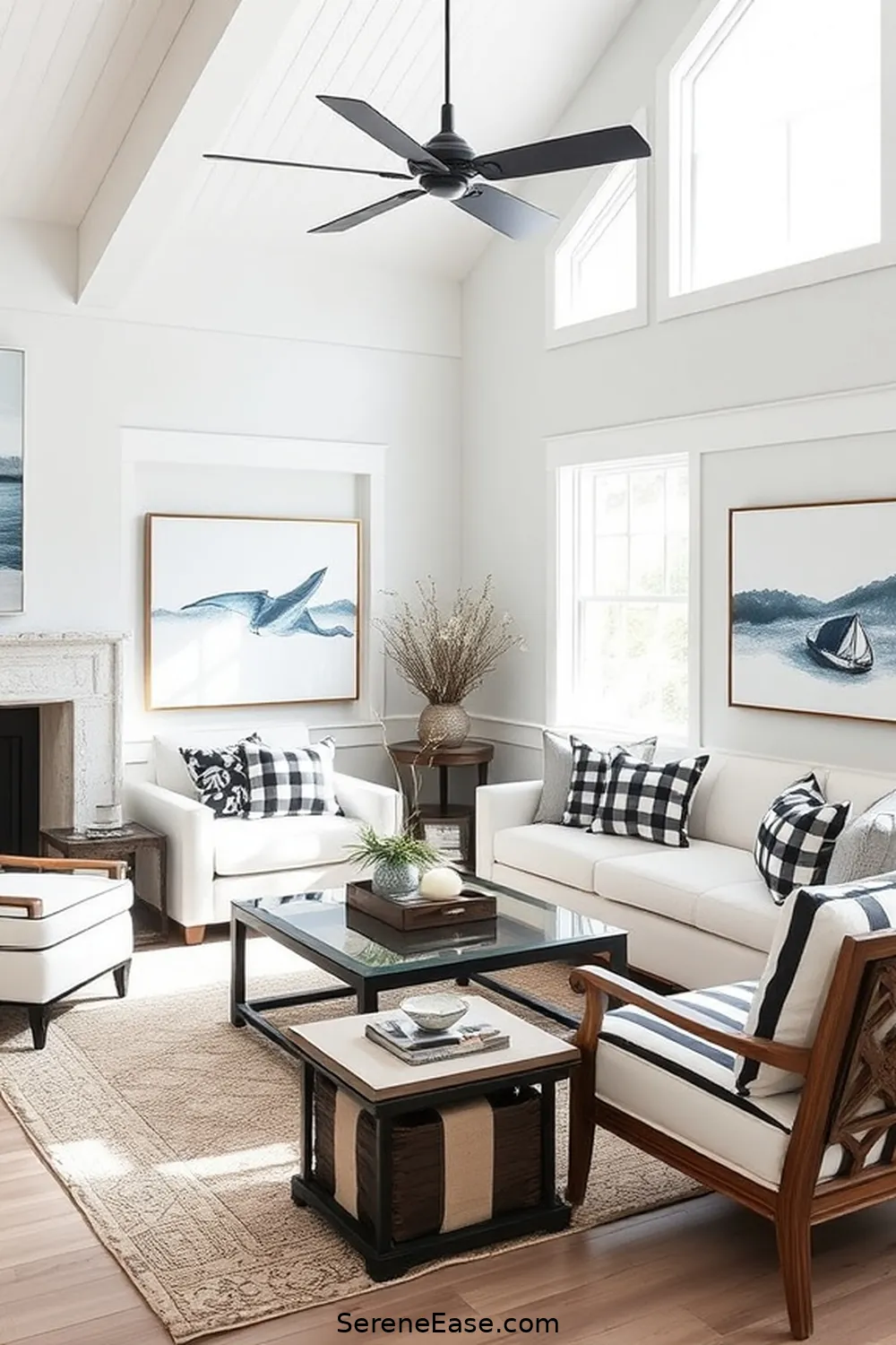 22 Ways to Incorporate Black and White Style in Your Coastal Living Room 11 Incorporate Nautical Elements With a Twist for 22 Ways to Incorporate Black and White Style in Your Coastal Living Room