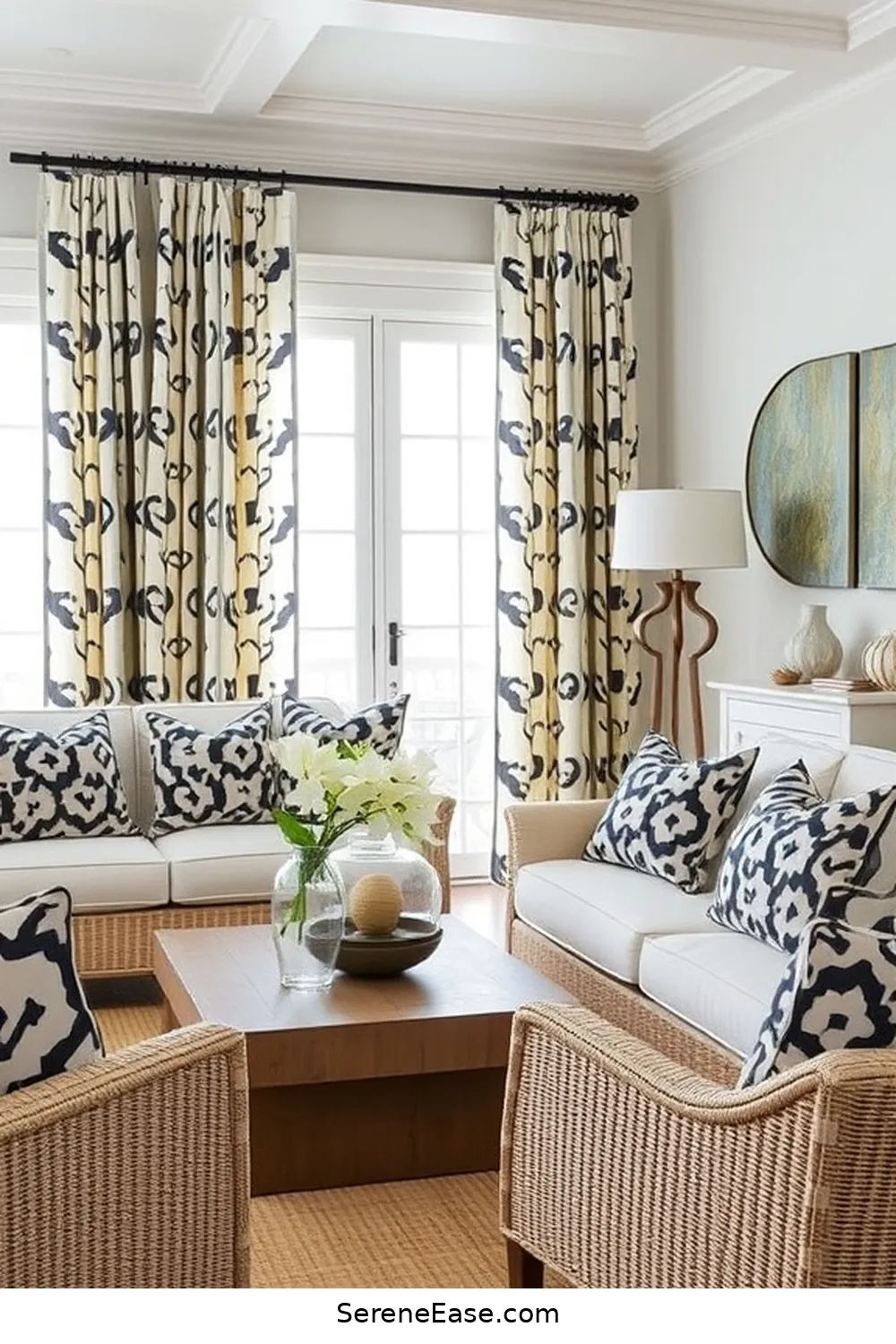22 Ways to Incorporate Black and White Style in Your Coastal Living Room 13 Mix Patterns With Black and White Fabrics for 22 Ways to Incorporate Black and White Style in Your Coastal Living Room