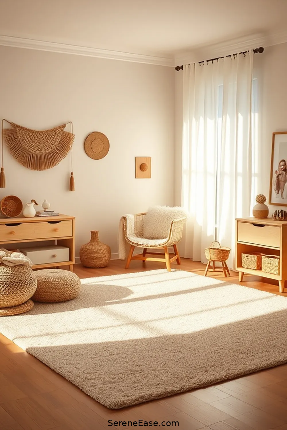 Choose a Neutral Area Rug for 22 Ways to Incorporate Earth Tones in Minimalist Nursery Style