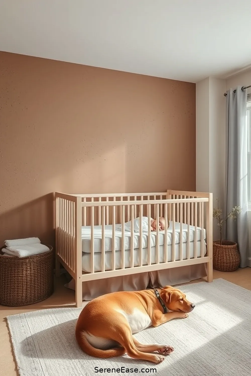 Create a Statement Wall for 22 Ways to Incorporate Earth Tones in Minimalist Nursery Style