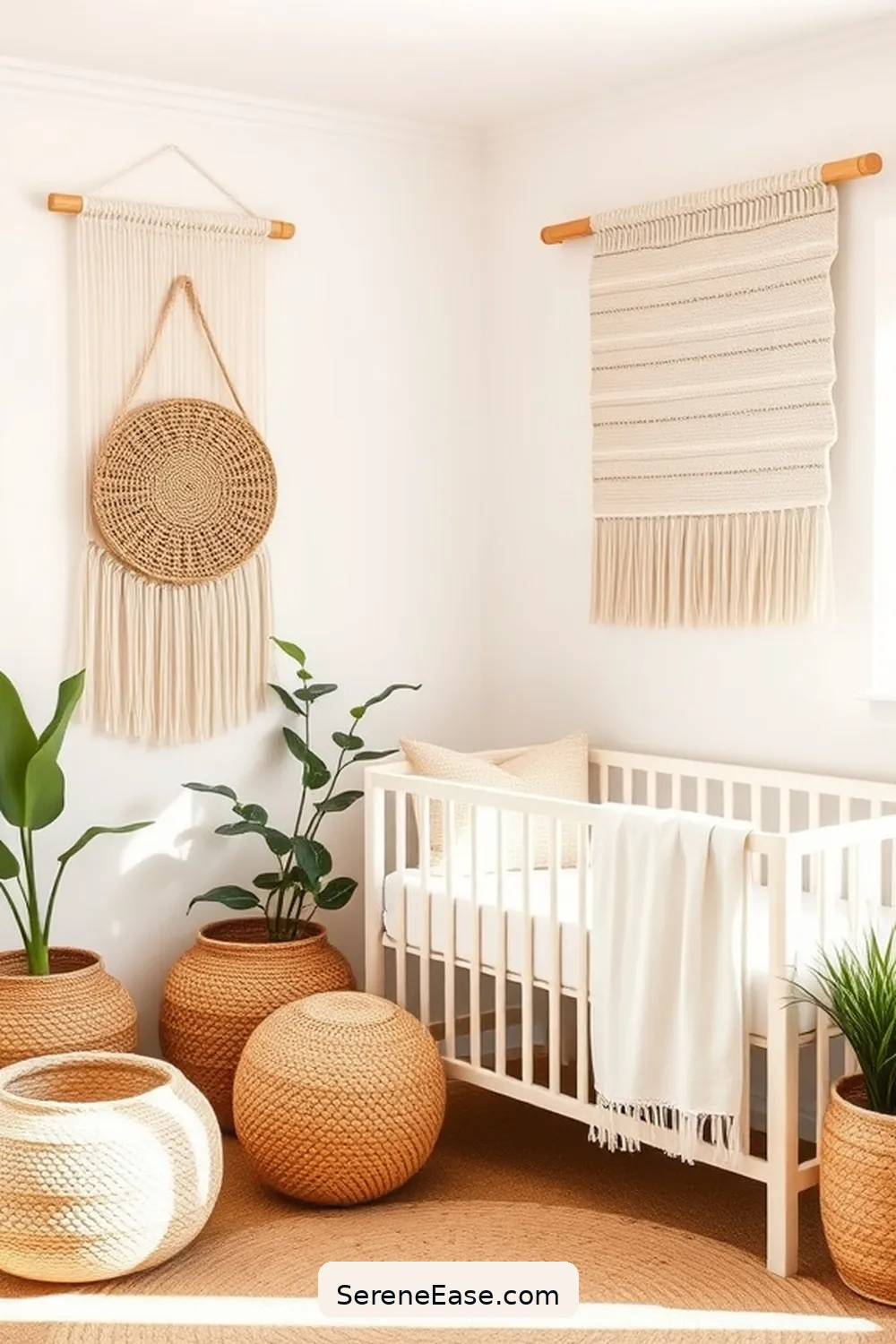 Incorporate Textured Wall Hangings for 22 Ways to Incorporate Earth Tones in Minimalist Nursery Style