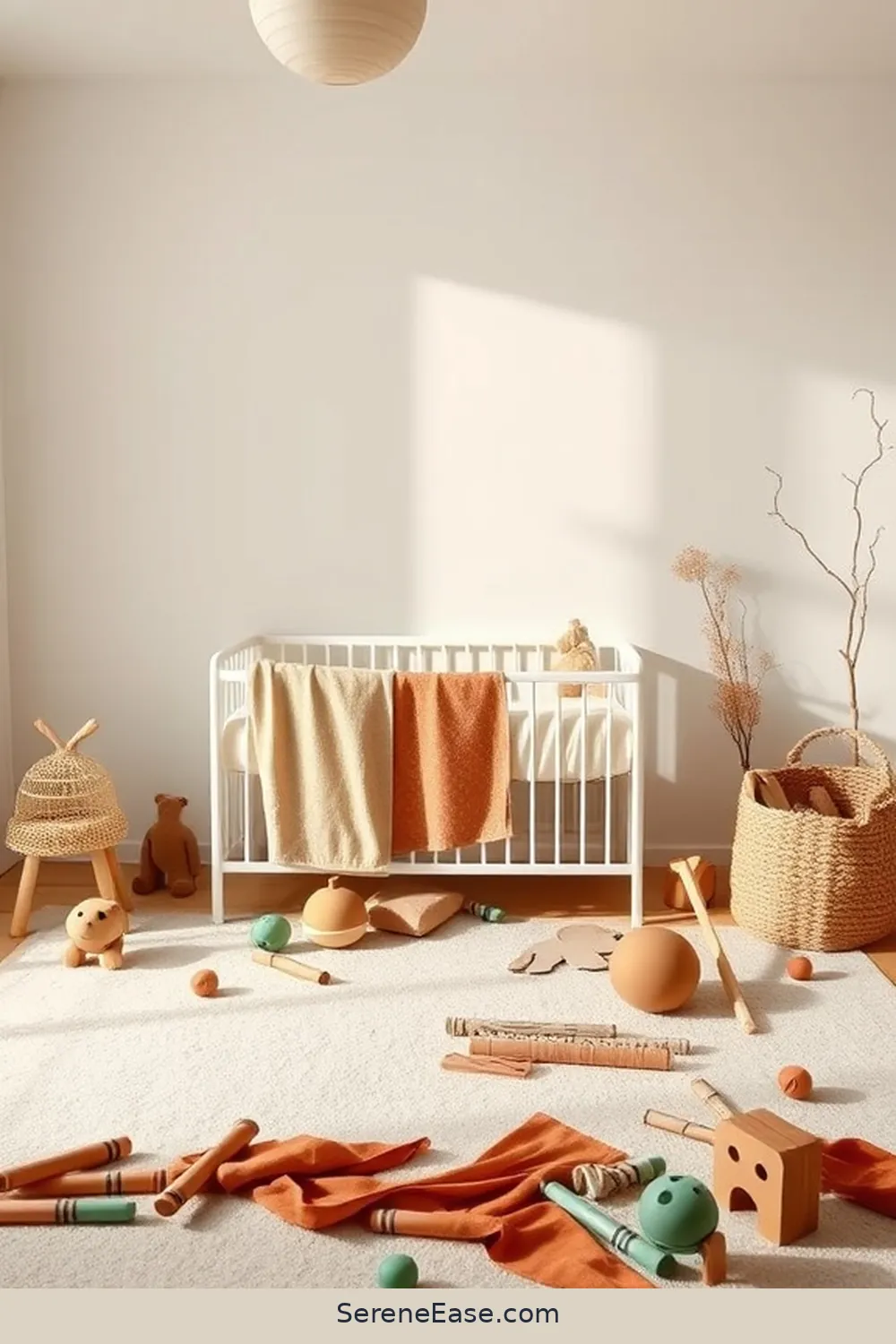 Use Earthy Color Crayons and Toys for 22 Ways to Incorporate Earth Tones in Minimalist Nursery Style