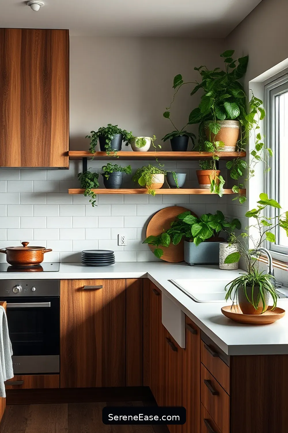 22 Ways to Incorporate Earth Tones in Scandinavian Style Kitchens 6 Add Greenery With Potted Plants for 22 Ways to Incorporate Earth Tones in Scandinavian Style Kitchens