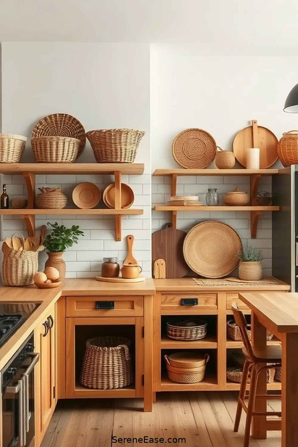 22 Ways to Incorporate Earth Tones in Scandinavian Style Kitchens 16 Mix in Woven Baskets for Storage for 22 Ways to Incorporate Earth Tones in Scandinavian Style Kitchens