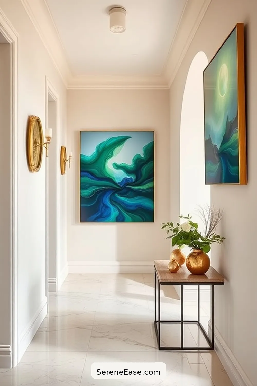 22 Ways to Incorporate Jewel Tones in Coastal Hallway Style 11 Add Colorful Wall Décor for 22 Ways to Incorporate Jewel Tones in Coastal Hallway Style