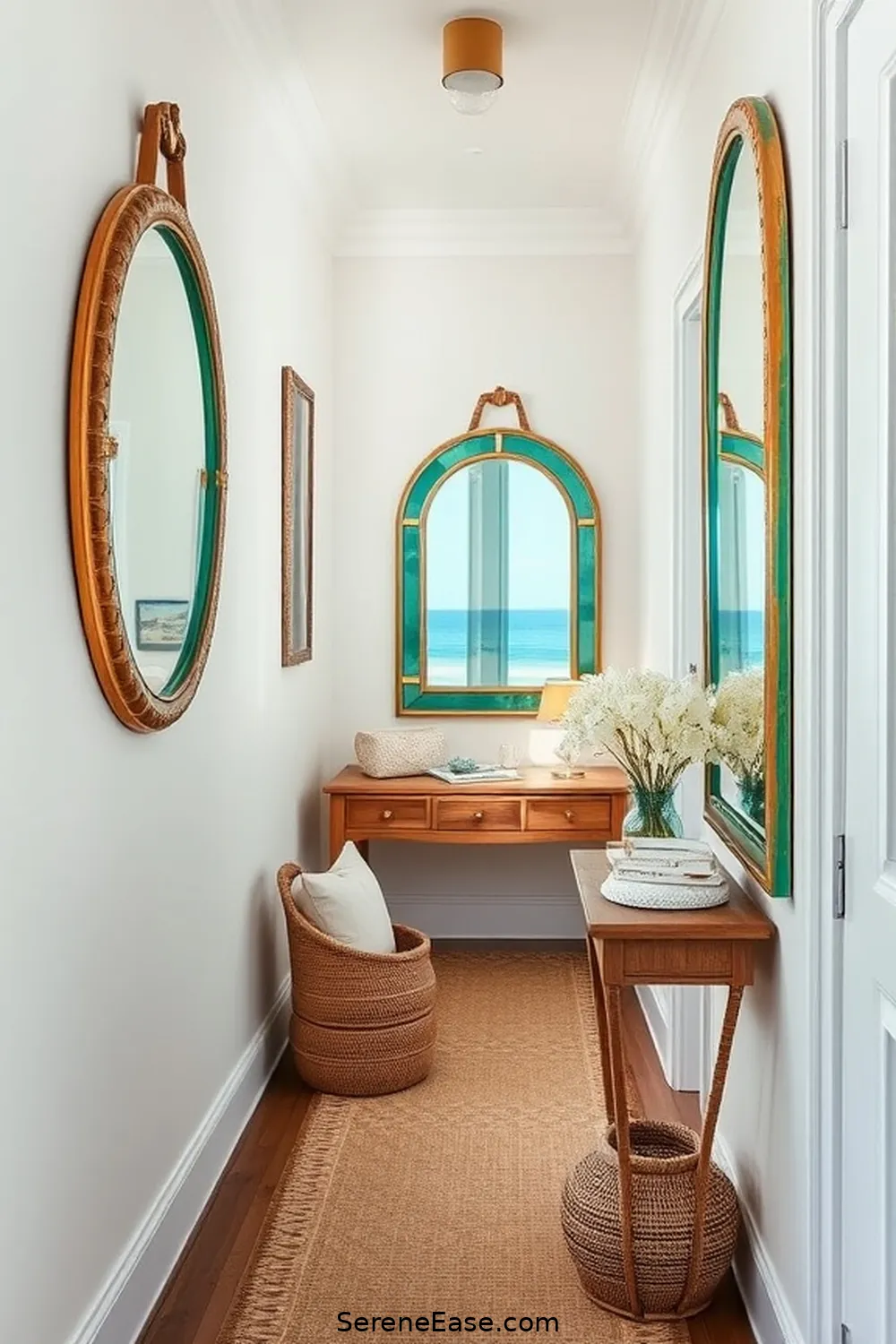 22 Ways to Incorporate Jewel Tones in Coastal Hallway Style 8 Decorate With Colorful Mirrors for 22 Ways to Incorporate Jewel Tones in Coastal Hallway Style