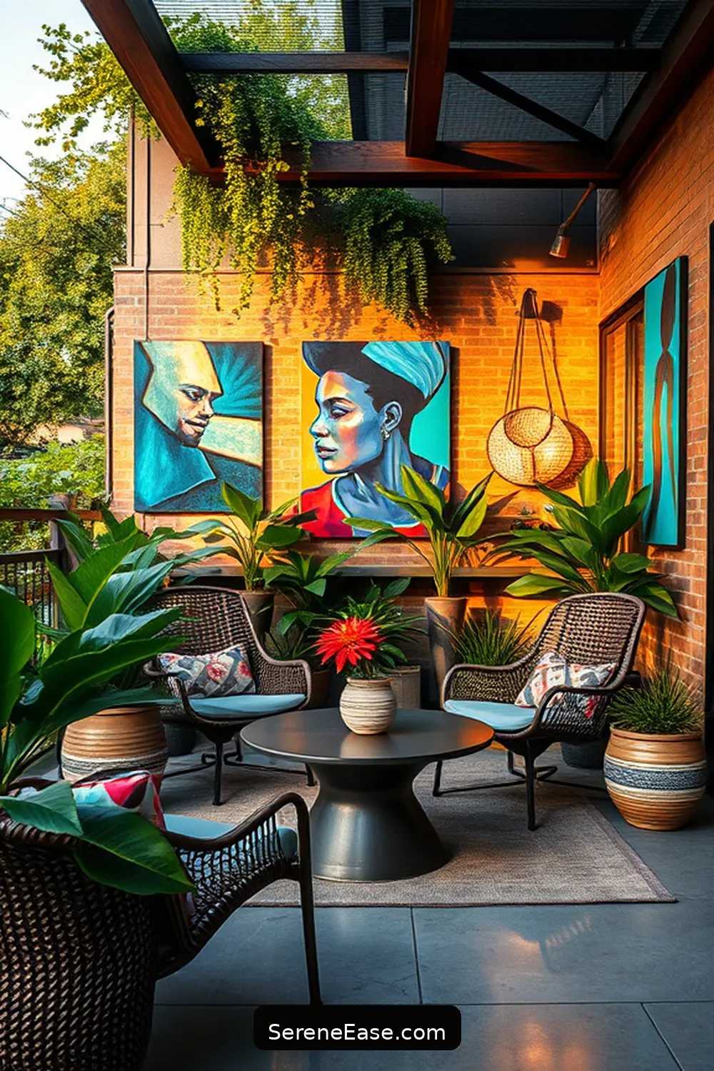 22 Ways to Incorporate Jewel Tones in Industrial Style Outdoor Patios 9 Integrate Colorful Artwork for 22 Ways to Incorporate Jewel Tones in Industrial Style Outdoor Patios