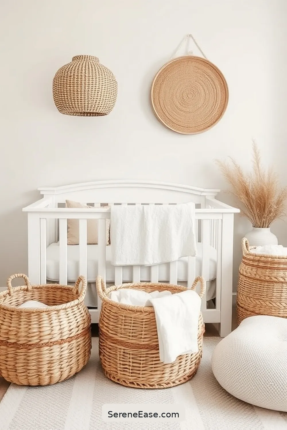22 Ways to Incorporate Neutral Tones in Modern Farmhouse Nursery Style 7 Add Woven Baskets for Storage for 22 Ways to Incorporate Neutral Tones in Modern Farmhouse Nursery Style