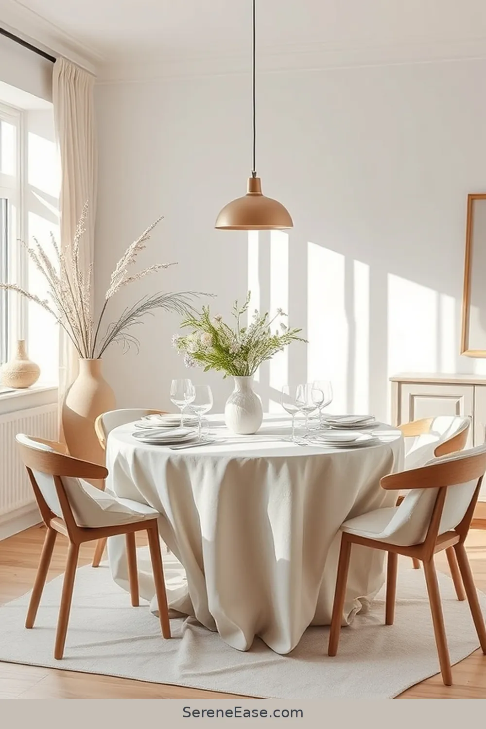 Create a Calm Dining Area for 22 Ways to Incorporate Neutral Tones in Scandinavian Style Kitchens