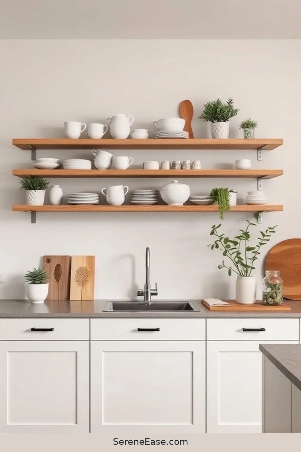 Integrate Open Shelving for 22 Ways to Incorporate Neutral Tones in Scandinavian Style Kitchens