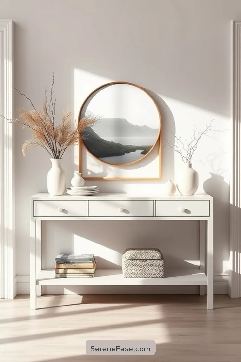 22 Ways to Incorporate Neutral Tones in Your Scandinavian Style Entryway 4 Incorporate a Minimalist Console Table for 22 Ways to Incorporate Neutral Tones in Your Scandinavian Style Entryway