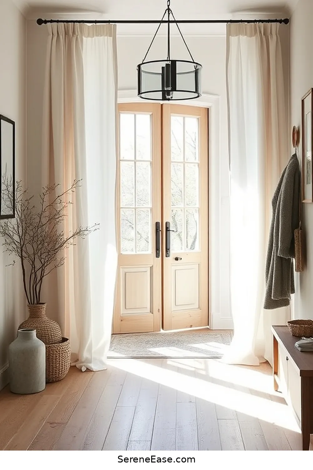 22 Ways to Incorporate Neutral Tones in Your Scandinavian Style Entryway 22 Use Soft, Natural Window Treatments for 22 Ways to Incorporate Neutral Tones in Your Scandinavian Style Entryway