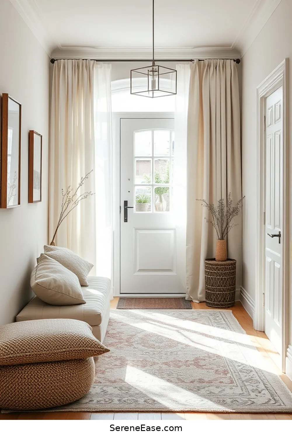 22 Ways to Incorporate Neutral Tones in Your Scandinavian Style Entryway 19 Use Subtle Patterns in Fabrics for 22 Ways to Incorporate Neutral Tones in Your Scandinavian Style Entryway