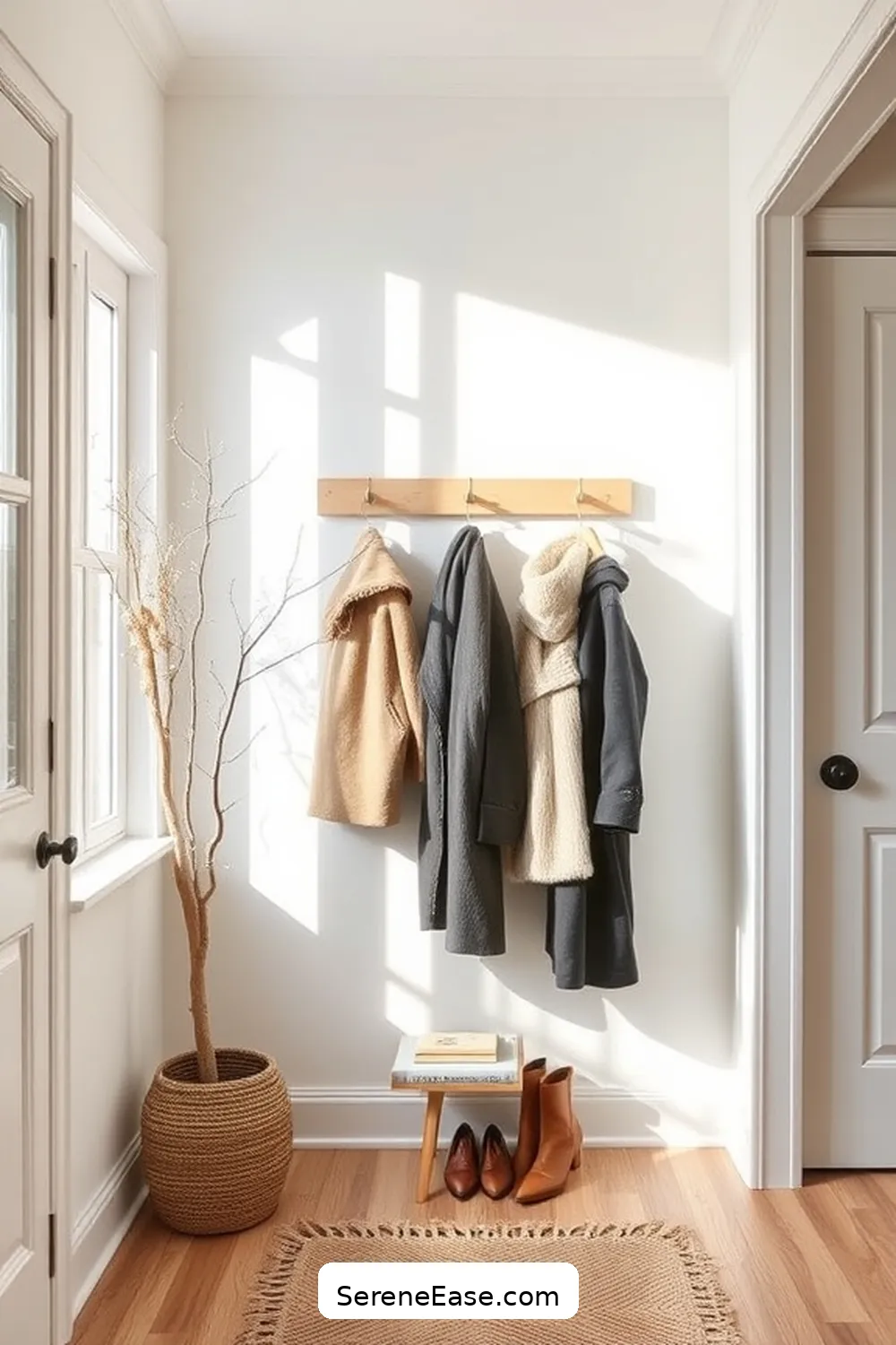 22 Ways to Incorporate Neutral Tones in Your Scandinavian Style Entryway 12 Use a Scandinavian-Inspired Coat Rack for 22 Ways to Incorporate Neutral Tones in Your Scandinavian Style Entryway