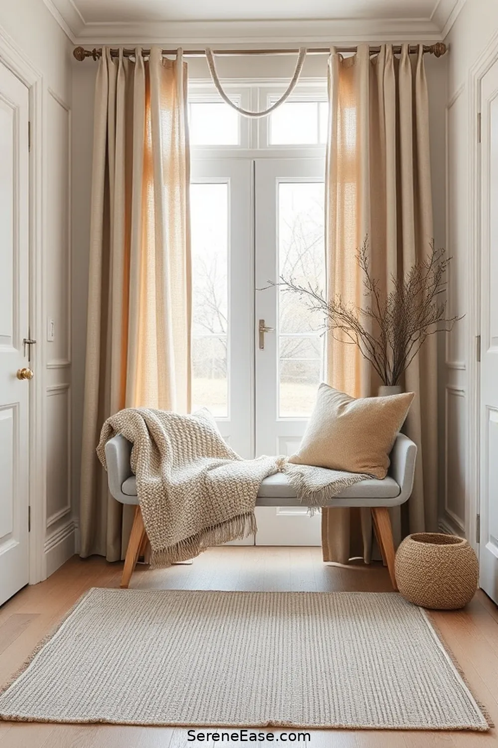 22 Ways to Incorporate Neutral Tones in Your Scandinavian Style Entryway 8 Utilize Neutral Textiles for 22 Ways to Incorporate Neutral Tones in Your Scandinavian Style Entryway