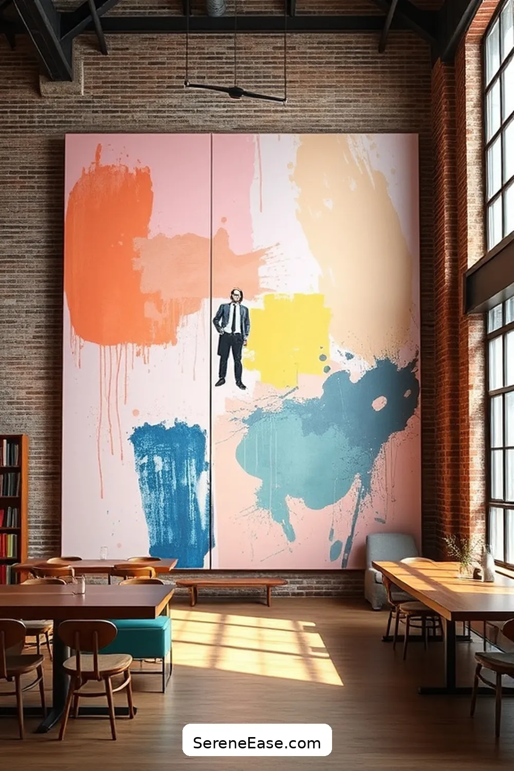 Create a Pastel Art Wall for 22 Ways to Incorporate Pastels Into Industrial-Style Libraries
