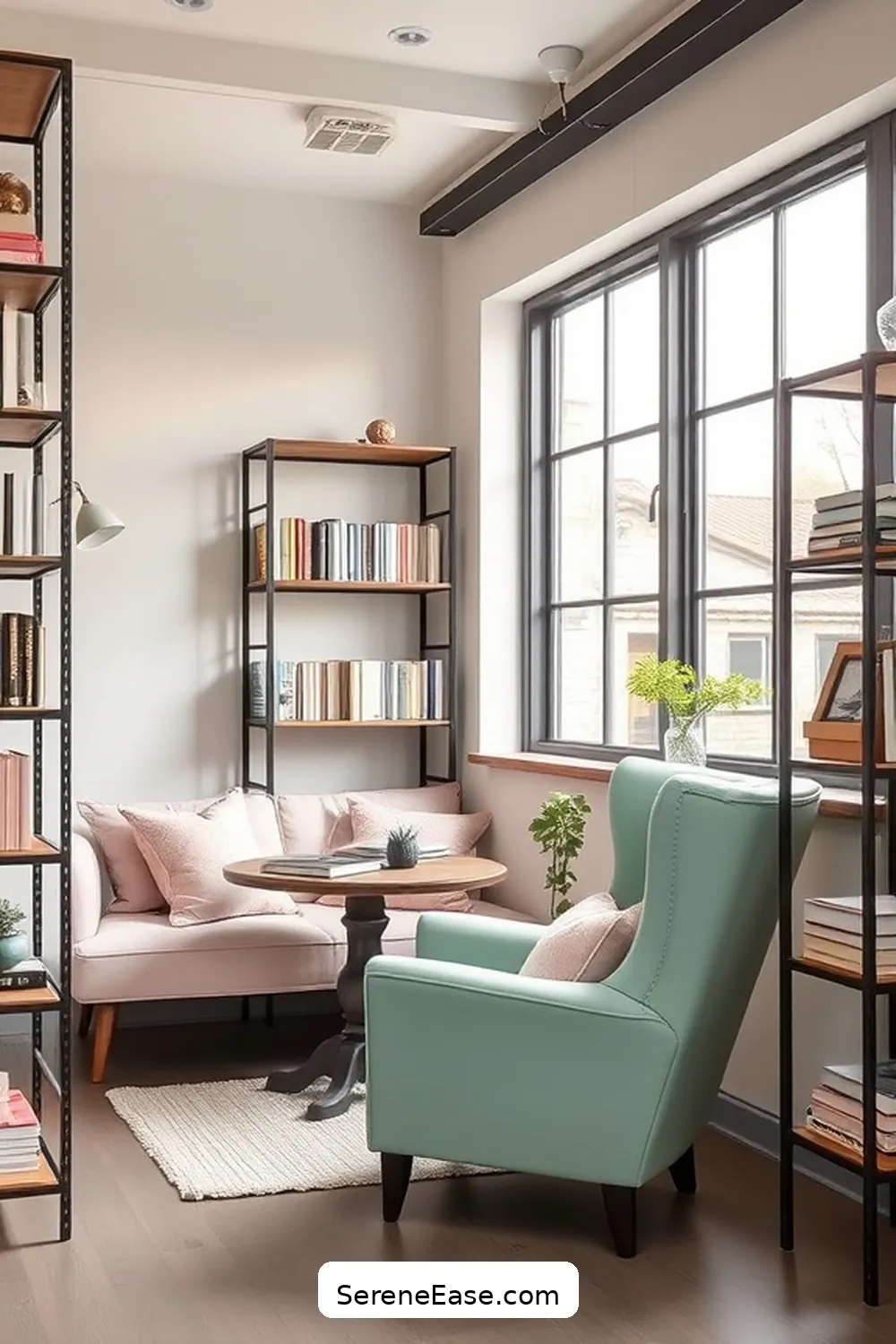 Design a Pastel Reading Nook for 22 Ways to Incorporate Pastels Into Industrial-Style Libraries
