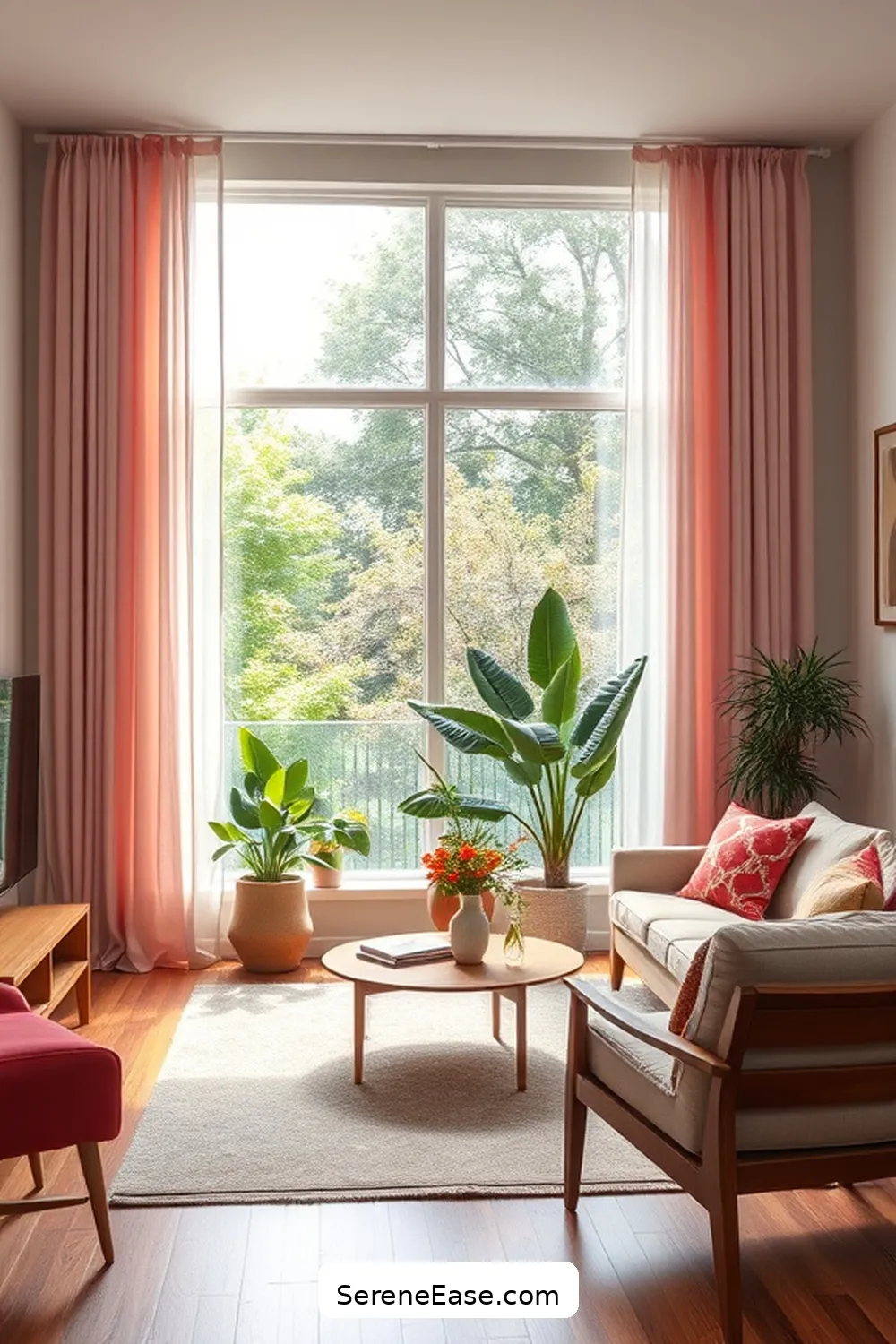 22 Ways to Incorporate Pastels in Your Mid-Century Modern Living Room Style 7 Integrate Pastel Curtains for 22 Ways to Incorporate Pastels in Your Mid-Century Modern Living Room Style