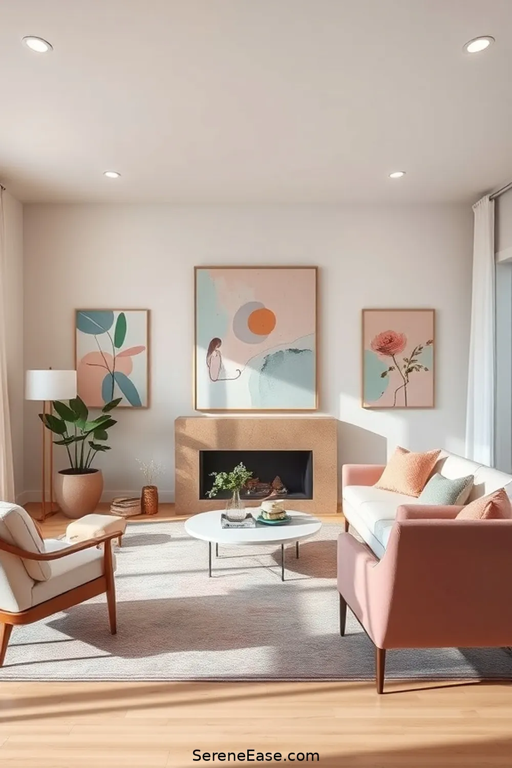 22 Ways to Incorporate Pastels in Your Mid-Century Modern Living Room Style 6 Select Pastel Artwork for 22 Ways to Incorporate Pastels in Your Mid-Century Modern Living Room Style