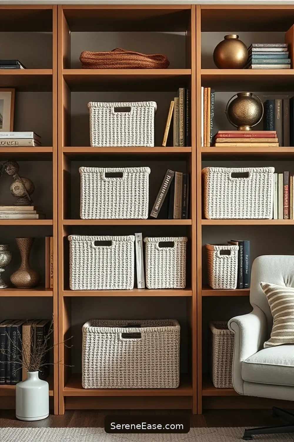 22 Ways to Incorporate Pastels in Your Mid-Century Modern Style Library 20 Use Pastel Storage Baskets for 22 Ways to Incorporate Pastels in Your Mid-Century Modern Style Library