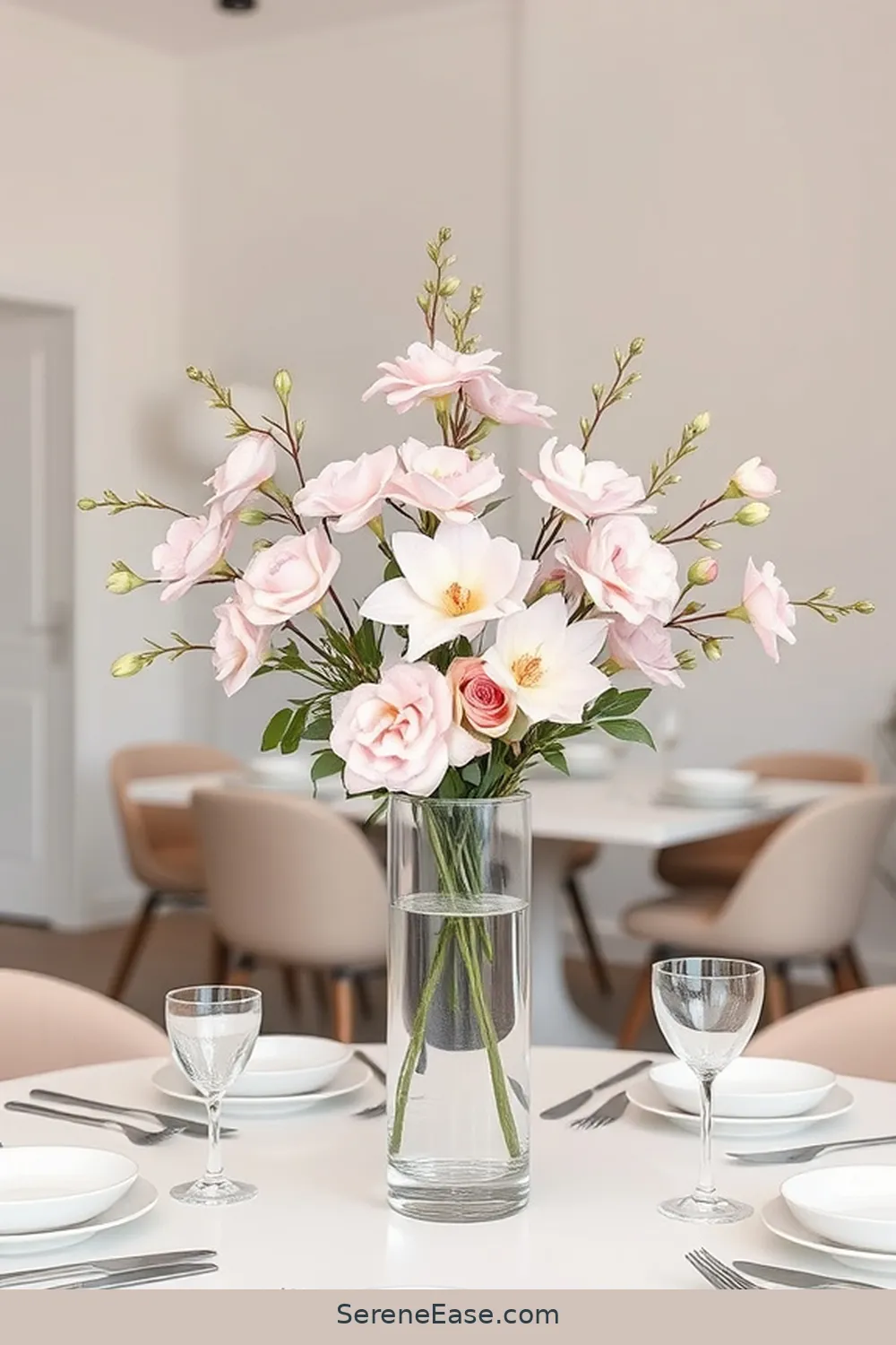 22 Ways to Incorporate Pastels in a Minimalist Dining Room Style 13 12. Incorporate Pastel Plants or Flowers for 22 Ways to Incorporate Pastels in a Minimalist Dining Room Style
