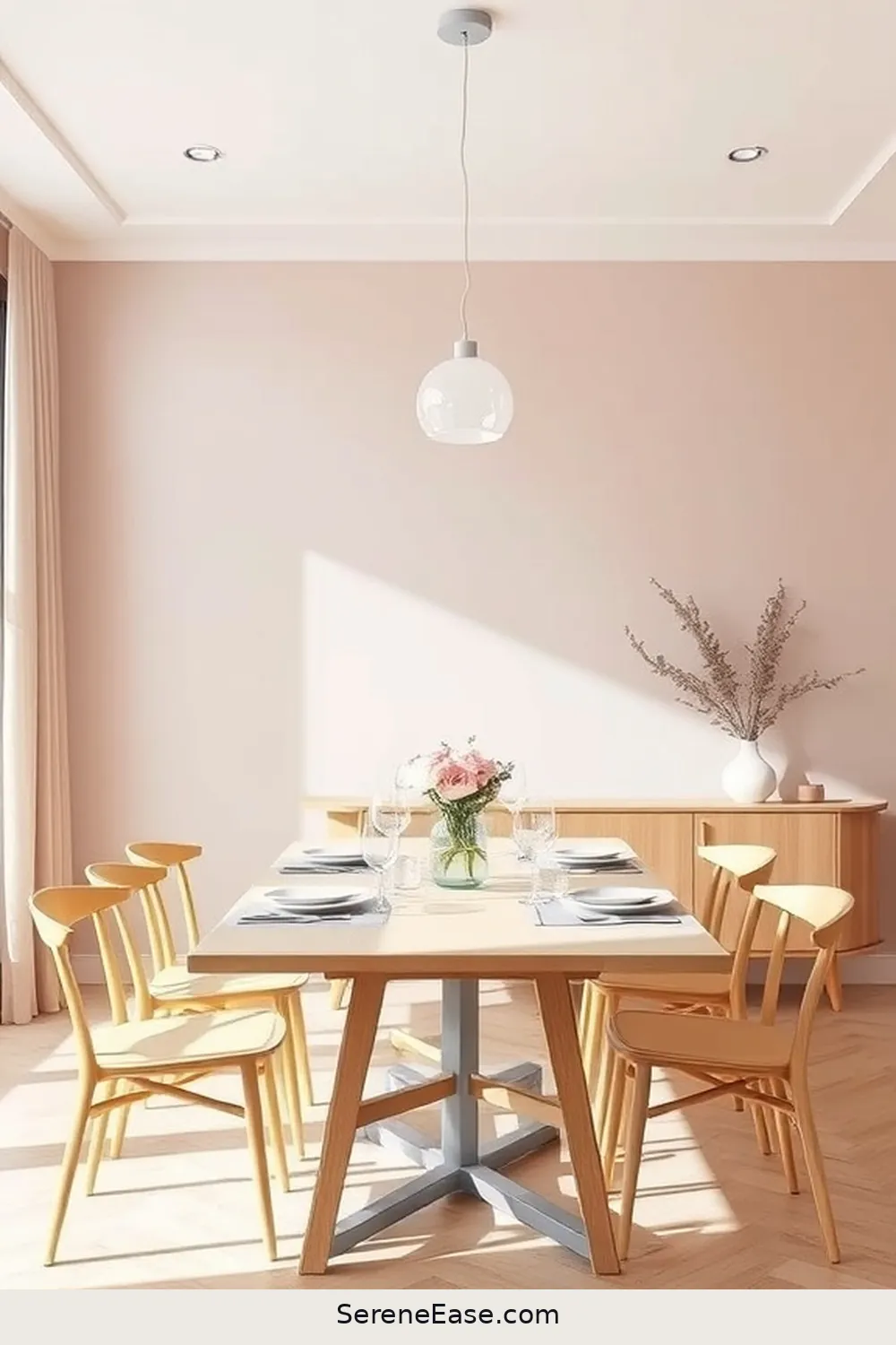 22 Ways to Incorporate Pastels in a Minimalist Dining Room Style 14 13. Use Pastel Wall Decals for 22 Ways to Incorporate Pastels in a Minimalist Dining Room Style