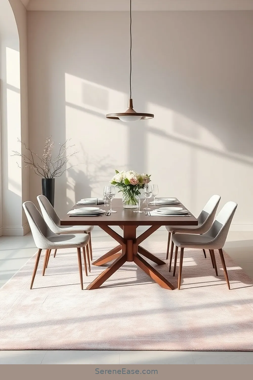 22 Ways to Incorporate Pastels in a Minimalist Dining Room Style 5 4. Add a Pastel Rug for 22 Ways to Incorporate Pastels in a Minimalist Dining Room Style