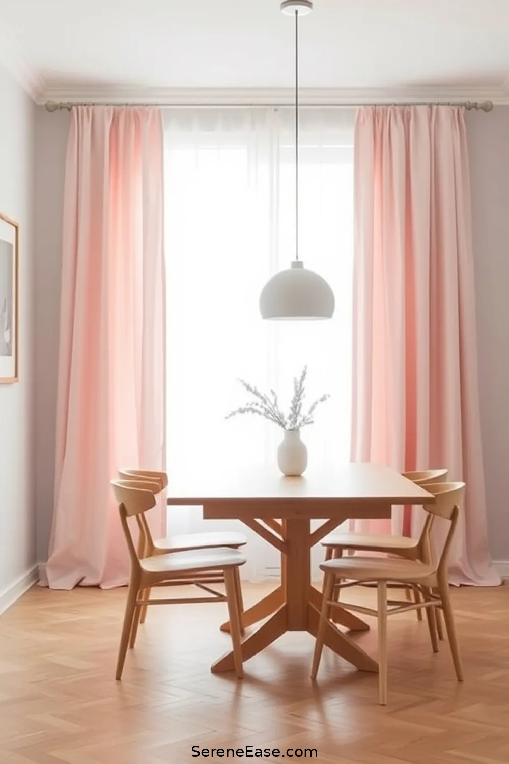 22 Ways to Incorporate Pastels in a Minimalist Dining Room Style 7 6. Implement Pastel Curtains for 22 Ways to Incorporate Pastels in a Minimalist Dining Room Style