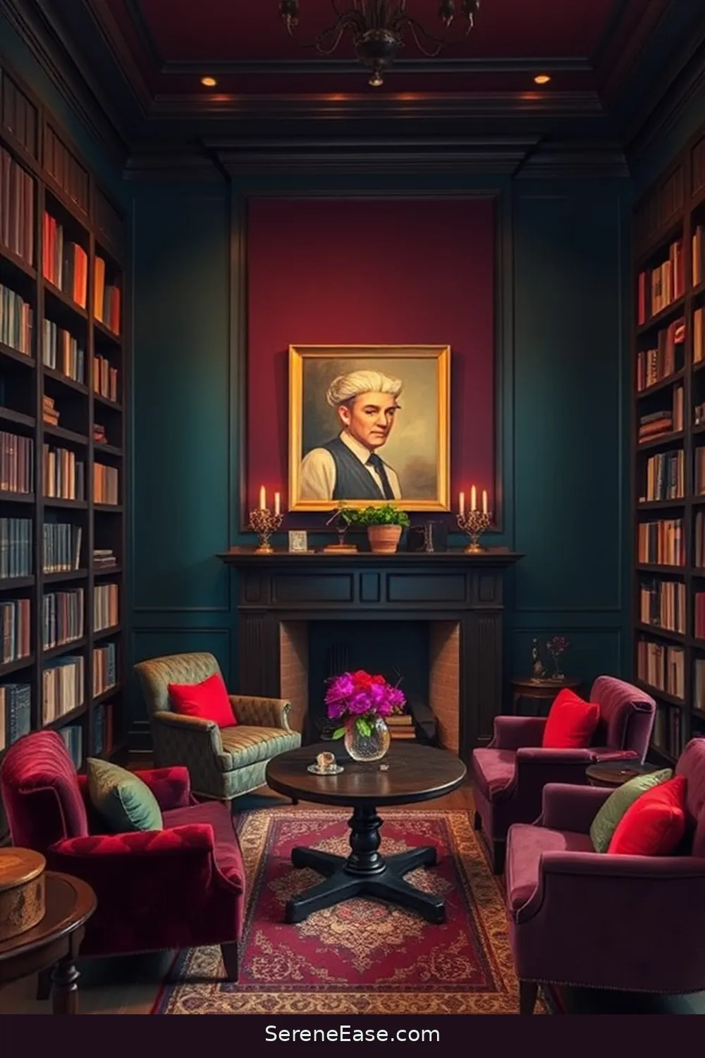 22 Ways to Infuse Jewel Tones Into Rustic Library Style 8 Create a Colorful Accent Wall for 22 Ways to Infuse Jewel Tones Into Rustic Library Style
