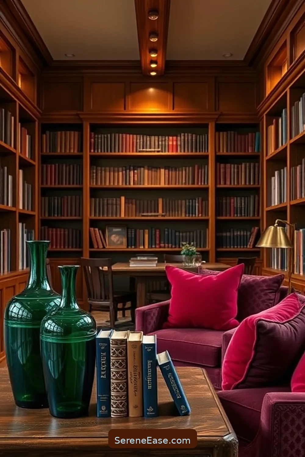 22 Ways to Infuse Jewel Tones Into Rustic Library Style 12 Use Jewel-Toned Decorative Objects for 22 Ways to Infuse Jewel Tones Into Rustic Library Style