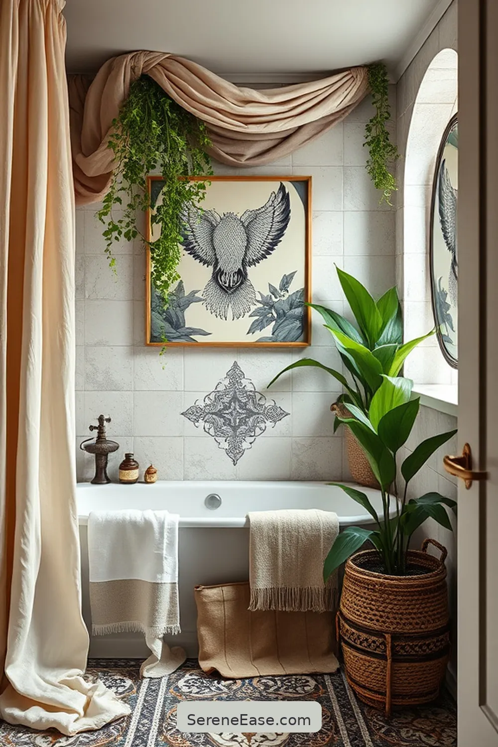 22 Ways to Style a Monochromatic Bohemian Bathroom 8 Select Artistic Wall Art for 22 Ways to Style a Monochromatic Bohemian Bathroom