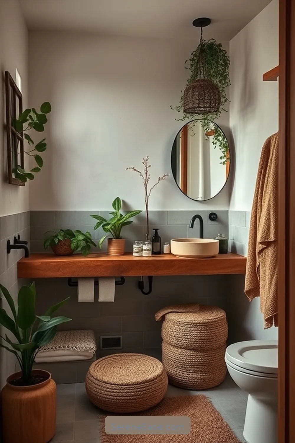 22 Ways to Style a Monochromatic Bohemian Bathroom 5 Use Earthy Tones in Fixtures for 22 Ways to Style a Monochromatic Bohemian Bathroom