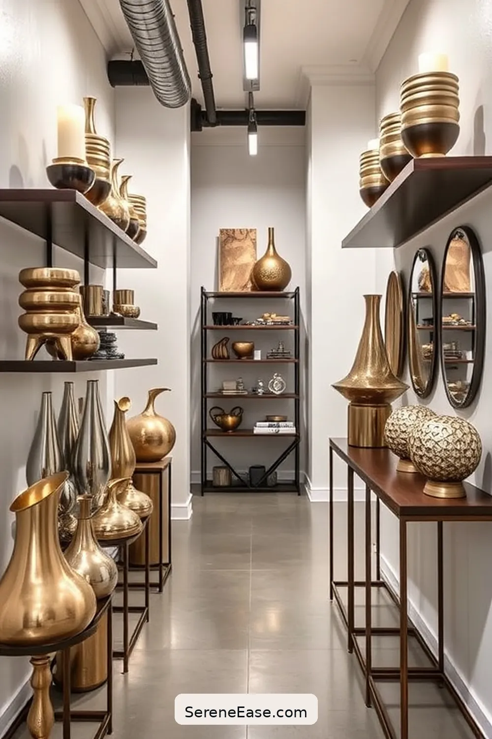 22 Ways to Use Metallic Accents in Your Industrial Style Hallway 19 Add Metal Decorative Objects for 22 Ways to Use Metallic Accents in Your Industrial Style Hallway