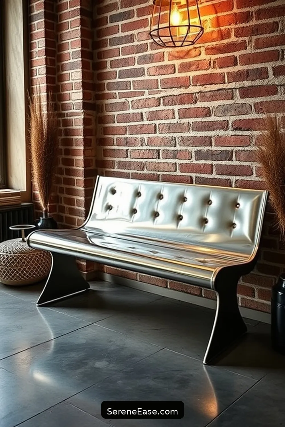 22 Ways to Use Metallic Accents in Your Industrial Style Hallway 11 Add a Metallic Bench for 22 Ways to Use Metallic Accents in Your Industrial Style Hallway