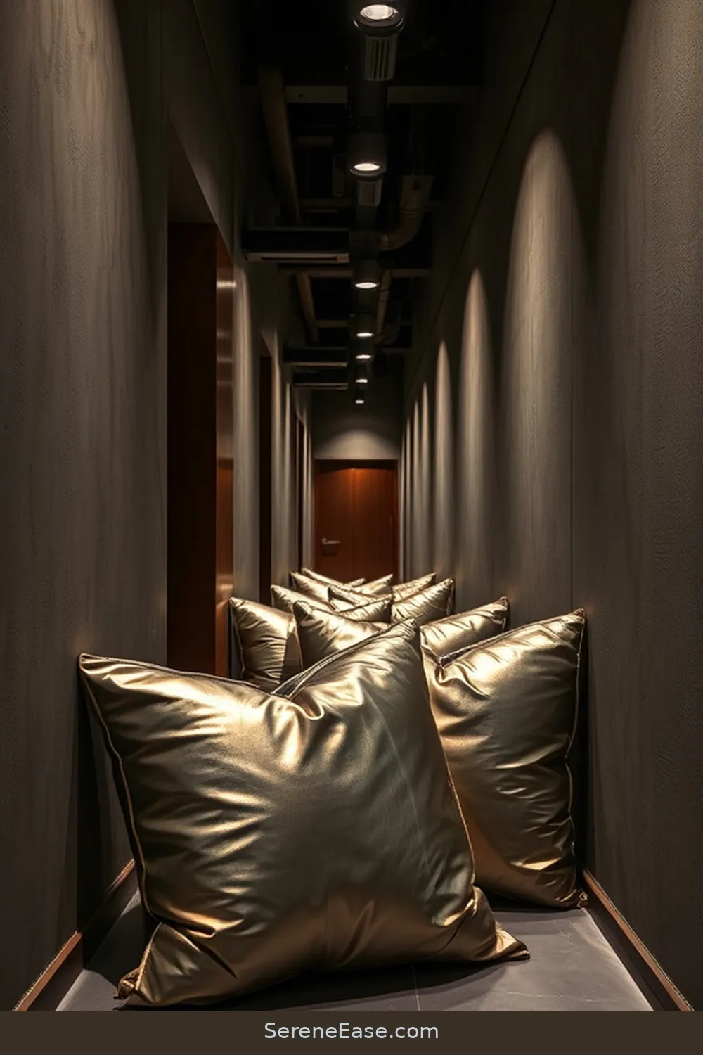 22 Ways to Use Metallic Accents in Your Industrial Style Hallway 20 Use Metal-Covered Pillows for 22 Ways to Use Metallic Accents in Your Industrial Style Hallway